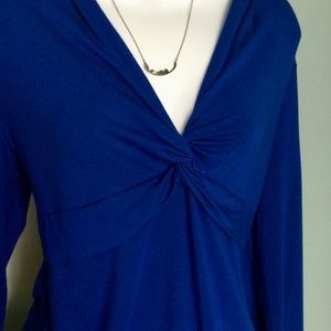 Ann Taylor L cobalt blue long sleeve blouse